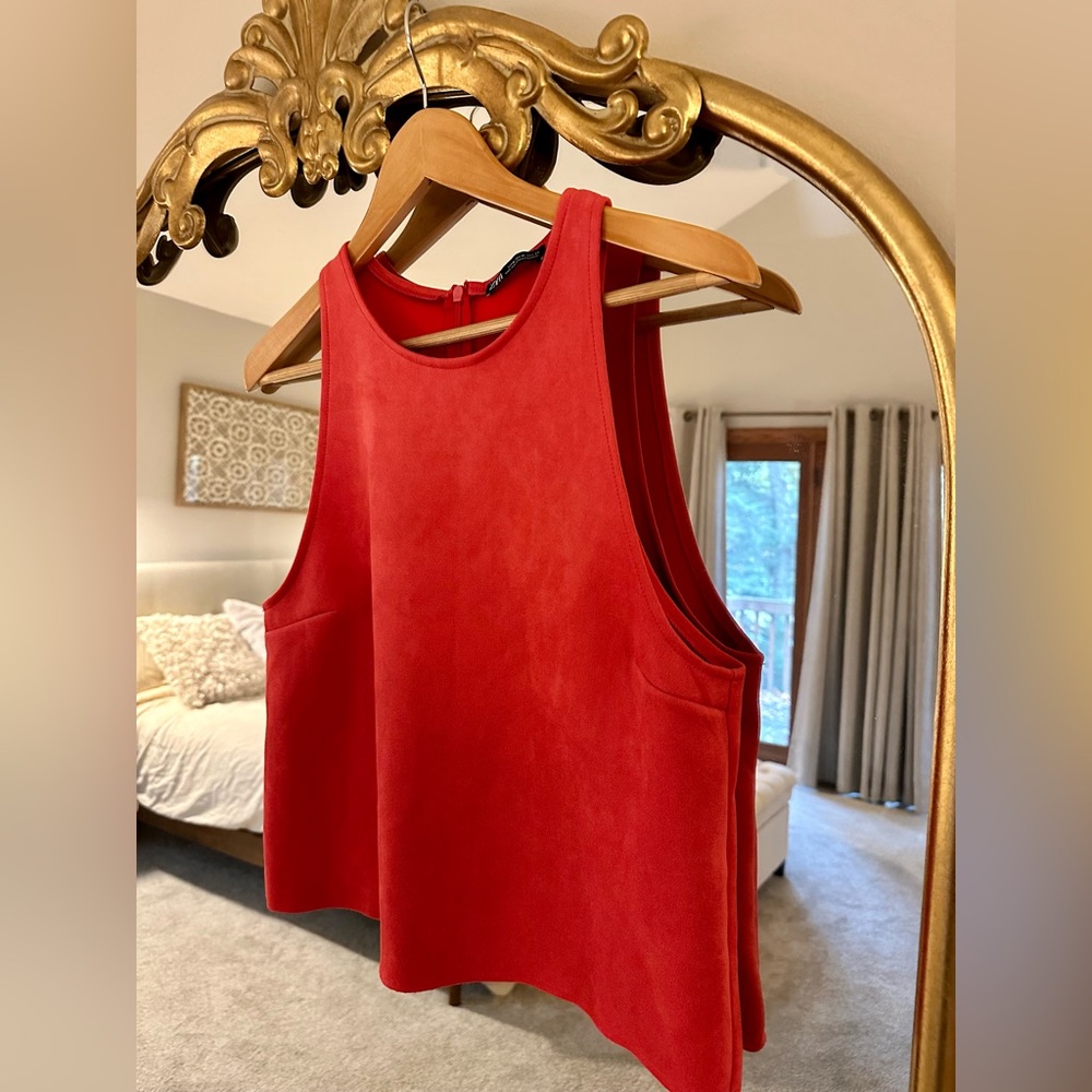 Zara Suede Tank Red M
